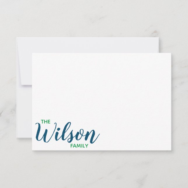 Any Colour - Script & Block Family Note Cards (Front)