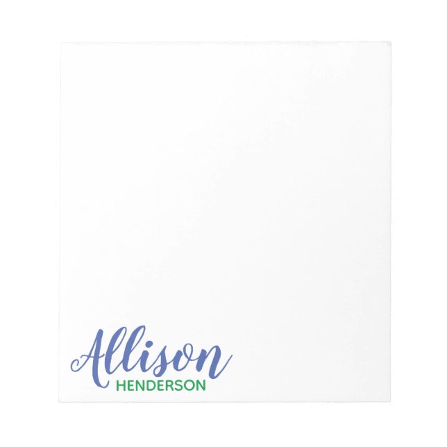 Any Colour - Script & Block Personalised Notepad (Front)