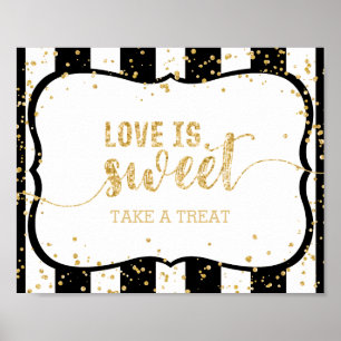 Any Colour Stripes & Gold Confetti Love is Sweet Poster