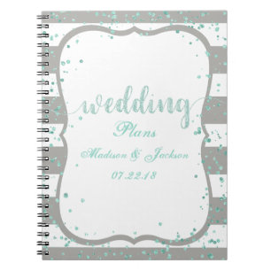 Any Colour Stripes & Mint Confetti Wedding Planner Spiral Notebook