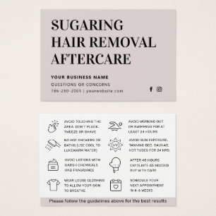 Any Colour Sugaring Hair Removal Aftercare Card 