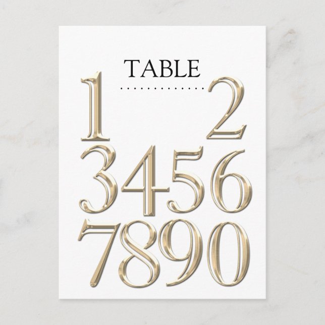 Any Colour Table Numbers Block Gold Postcard (Front)