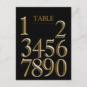 Any Colour Table Numbers Block Gold Postcard