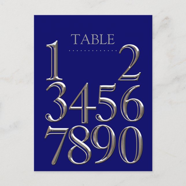 Any Colour Table Numbers Block Silver Postcard (Front)
