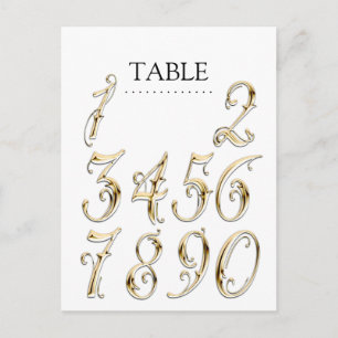 Any Colour Table Numbers Fancy Gold Postcard