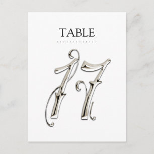 Any Colour Table Numbers Fancy Silver Postcard