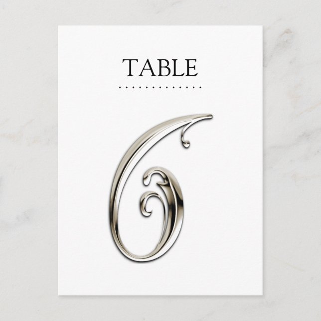 Any Colour Table Numbers Fancy Silver Postcard (Front)