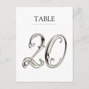 Any Colour Table Numbers Fancy Silver Postcard