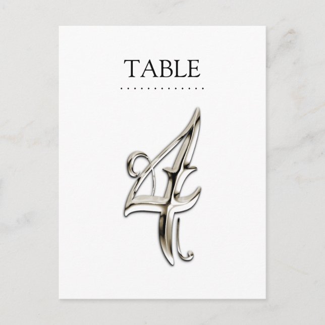 Any Colour Table Numbers Fancy Silver Postcard (Front)