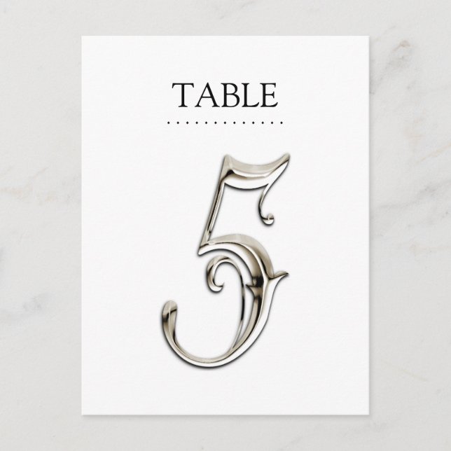 Any Colour Table Numbers Fancy Silver Postcard (Front)
