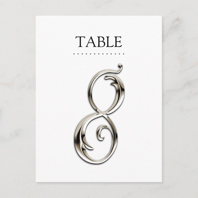 Any Colour Table Numbers Fancy Silver Postcard (Front)