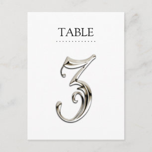 Any Colour Table Numbers Fancy Silver Postcard