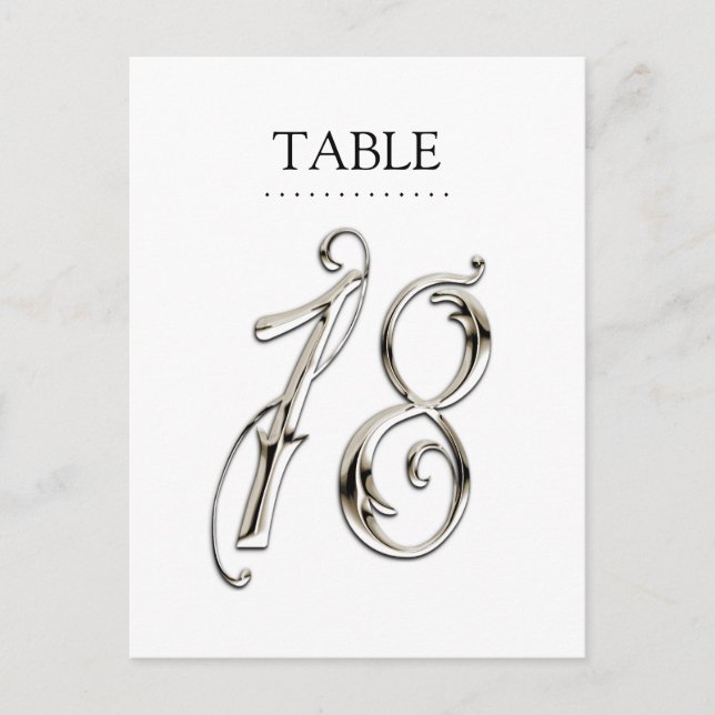 Any Colour Table Numbers Fancy Silver Postcard (Front)