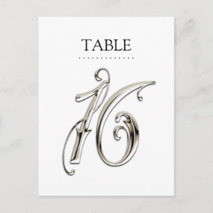 Any Colour Table Numbers Fancy Silver Postcard