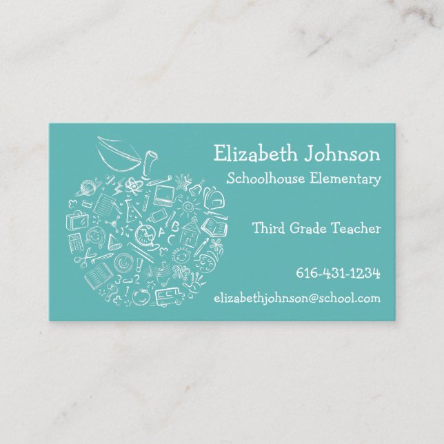 Any Colour Teachers Apple Business Card (Front)