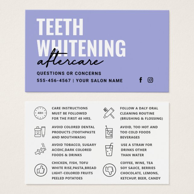 Any Colour Teeth Whitening Aftercare Instructions  (Front & Back)