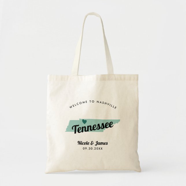 Any Colour Tennessee Map Wedding Welcome Bag, Tote Bag (Front)