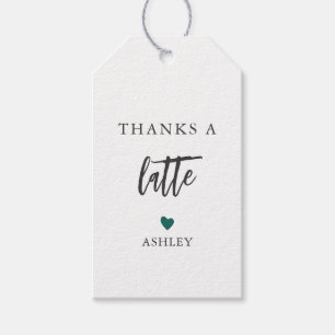 Any Colour Thanks a Latte Tags, Coffee Thank You Gift Tags