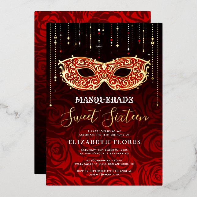 Any Colour Theme Sweet 16 Masquerade Birthday (Front/Back)