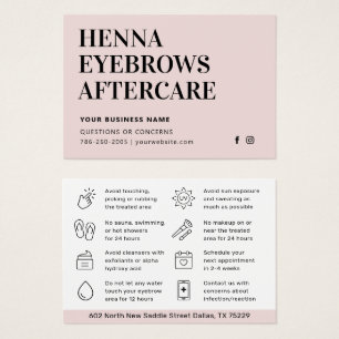 Any Colour Tint Henna Brows Aftercare Card Advice