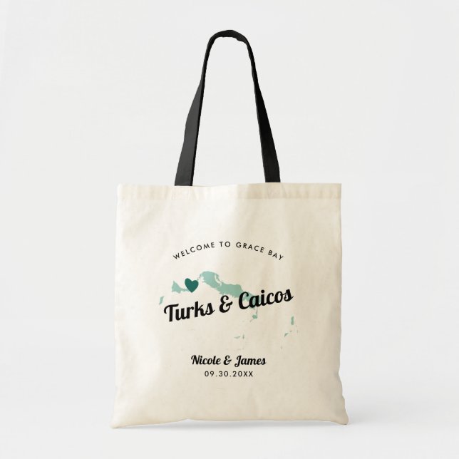 Any Colour Turks and Caicos Wedding Welcome Bag, Tote Bag (Front)