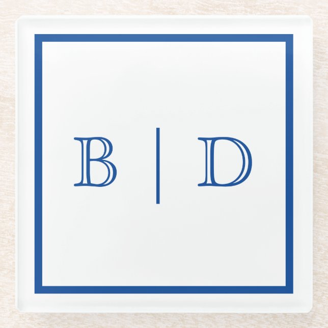 Any Colour - Two Letter Monogram Glass Coaster (Front)