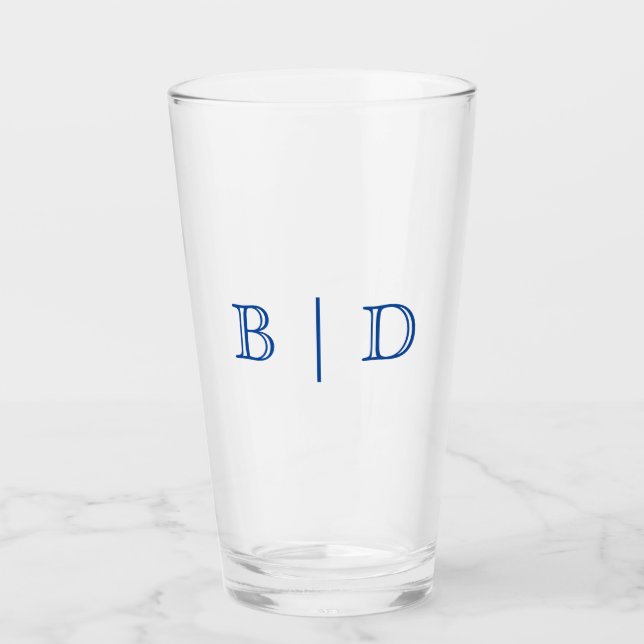 Any Colour - Two Letter Monogram Glass Tumbler (Front)