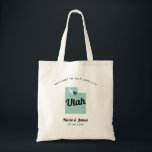Any Colour Utah Map Wedding Welcome Bag, Tote Bag<br><div class="desc">Wedding weekend welcome gift bag for out of town guests to your wedding, featuring image of Utah. You may edit the colours for any part of this design, as well as move the heart to the location of your wedding. To change colours, click personalise and then "edit using the design...</div>