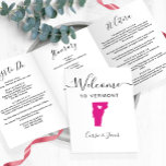 Any Colour Vermont Map Wedding Welcome Itinerary Tri-Fold Programme<br><div class="desc">Welcome guests to your wedding with this tri-fold card. There is plenty of room to include your itinerary, restaurant suggestions, things to do, and contact info. There is space for a photo on the back of the card. All text may be customised, including the heading. You may edit the colours...</div>