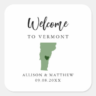 Any Colour Vermont Wedding Welcome Bag Square Sticker