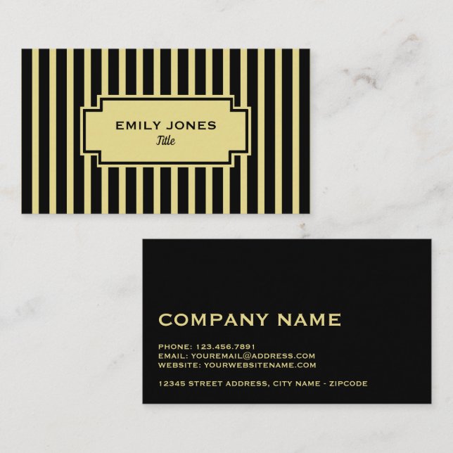 Any Colour Vintage Striped Business Card (Front/Back)