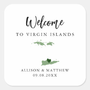 Any Colour Virgin Islands Wedding Welcome Bag Square Sticker