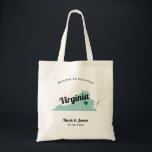 Any Colour Virginia Map Wedding Welcome Bag, Tote Bag<br><div class="desc">Wedding weekend welcome gift bag for out of town guests to your wedding, featuring image of Virginia. You may edit the colours for any part of this design, as well as move the heart to the location of your wedding. To change colours, click personalise and then "edit using the design...</div>