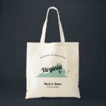 Any Colour Virginia Map Wedding Welcome Bag, Tote Bag<br><div class="desc">Wedding weekend welcome gift bag for out of town guests to your wedding, featuring image of Virginia. You may edit the colours for any part of this design, as well as move the heart to the location of your wedding. To change colours, click personalise and then "edit using the design...</div>
