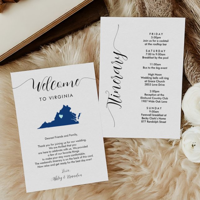 Any Colour Virginia Wedding Welcome Itinerary (Creator Uploaded)