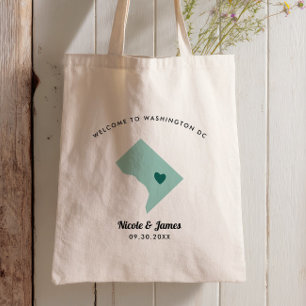 Any Colour Washington DC Map Wedding Welcome Bag, Tote Bag