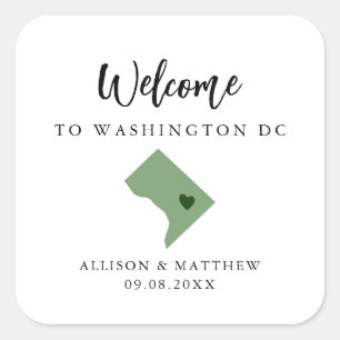 Any Colour Washington DC Wedding Welcome Bag Square Sticker