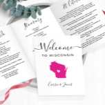 Any Colour Wisconsin Map Wedding Welcome Itinerary Tri-Fold Programme<br><div class="desc">Welcome guests to your wedding with this tri-fold card. There is plenty of room to include your itinerary, restaurant suggestions, things to do, and contact info. There is space for a photo on the back of the card. All text may be customised, including the heading. You may edit the colours...</div>