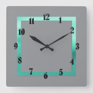 Any Colour with Aqua Border Square Wall Clock