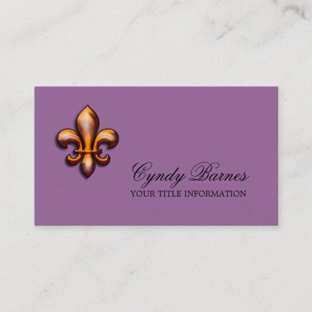 Any Colour with Copper Fleur de Lis Business Card (Front)