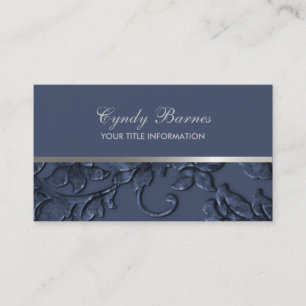 Any Colour with Navy Damask Business Card