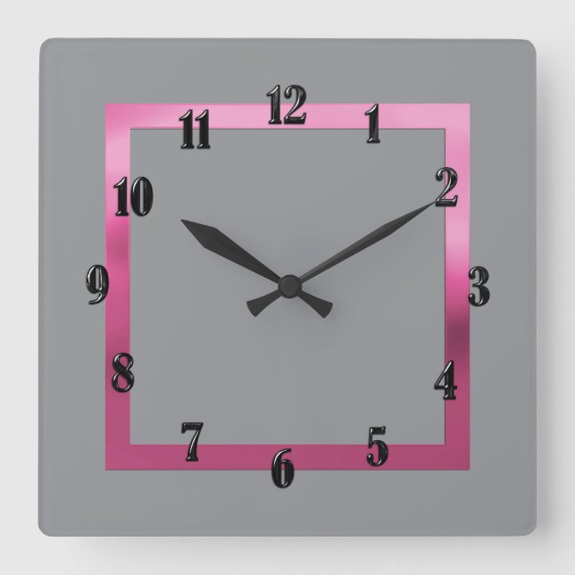 Any Colour with Pink Border Square Wall Clock (Front)