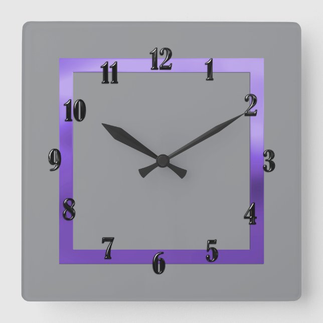 Any Colour with Purple Border Square Wall Clock (Front)