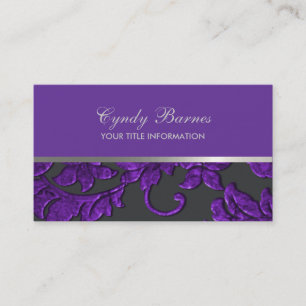 Any Colour with Purple Damask Business Card