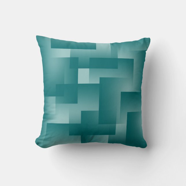 Any Colour with Teal Gradient Blocks Cushion (Front)