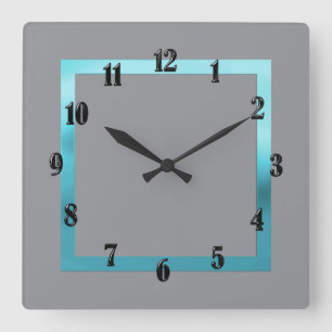 Any Colour with Turquoise Border Square Wall Clock