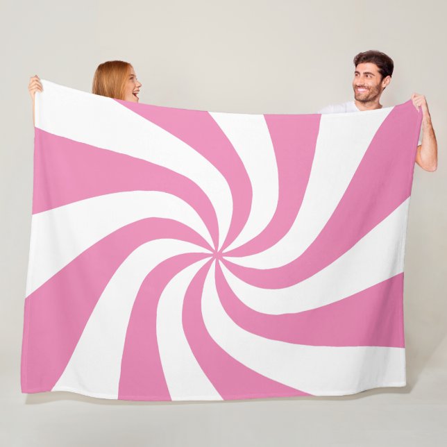 Any Colour with White Peppermint Swirl Tree Skirt Fleece Blanket (In Situ)