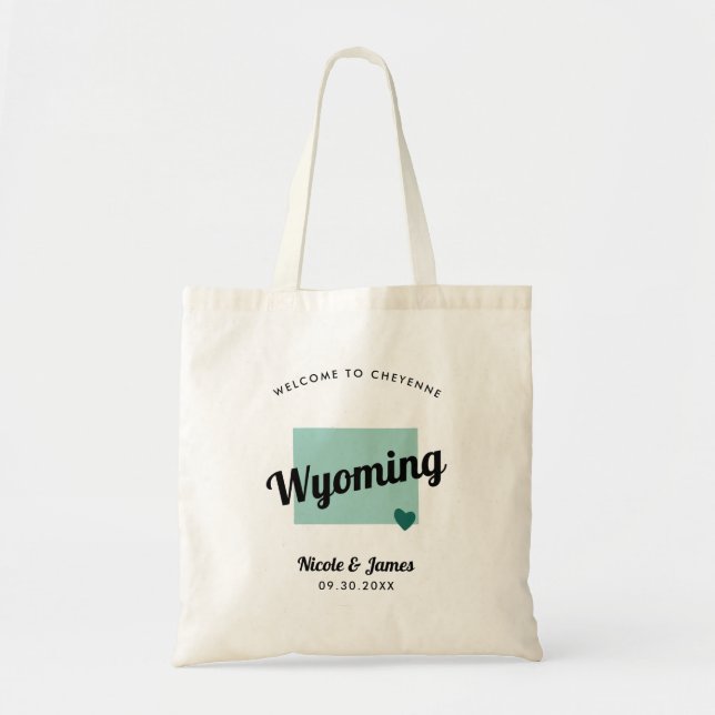 Any Colour Wyoming Map Wedding Welcome Bag, Tote Bag (Front)