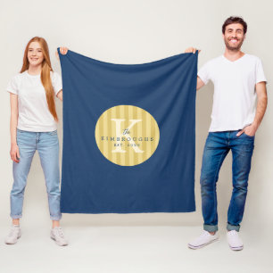 Any Colours Custom Striped Circle Family Monogram Fleece Blanket