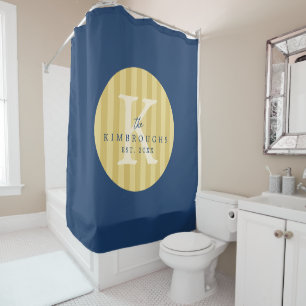 Any Colours Custom Striped Circle Family Monogram Shower Curtain